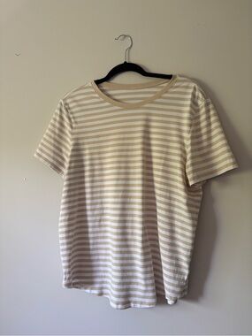 Lululemon Love Crewneck T-Shirt - Beige & White Stripes - Size 12